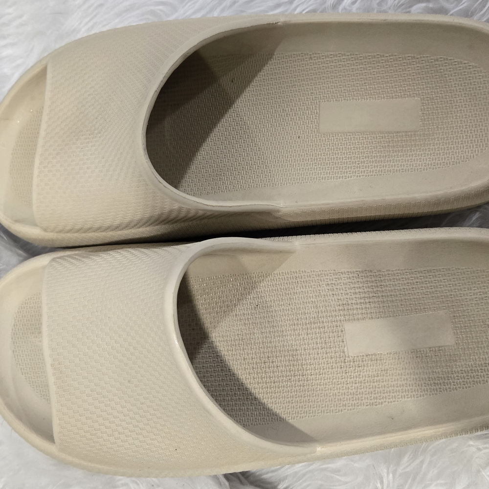 Beige Slide Sandals